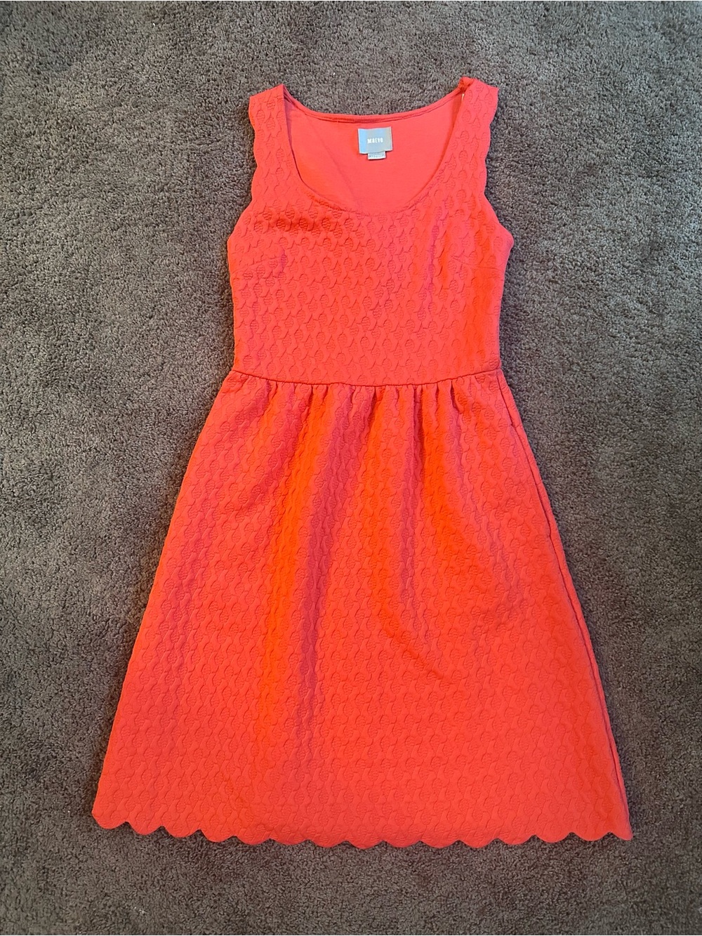 Maeve Coral Scoop-Neck Textured Mini Dress - Picture 3 of 9